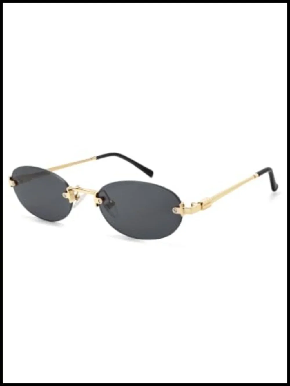 Retro Small Oval Sunglasses - Rimless Y2K Designer Vintage Shades